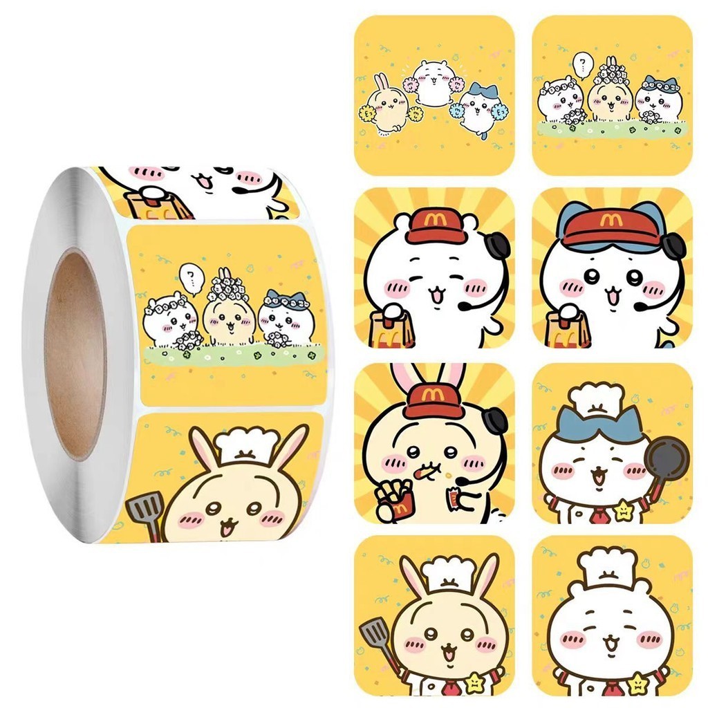 500ชิ้น/ม้วนน่ารักมังงะจิกาวธีมสติกเกอร์เหมาะสําหรับกระเป๋าถือตกแต่งของขวัญบรรจุภัณฑ์