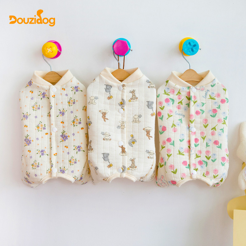 สุนัขขนาดเล็ก Bichon Teddy Pet Dog Cat ฤดูใบไม้ร่วงฤดูหนาว Warm สบาย Double-Layer Cotton Gauze Belly เสื้อผ้า