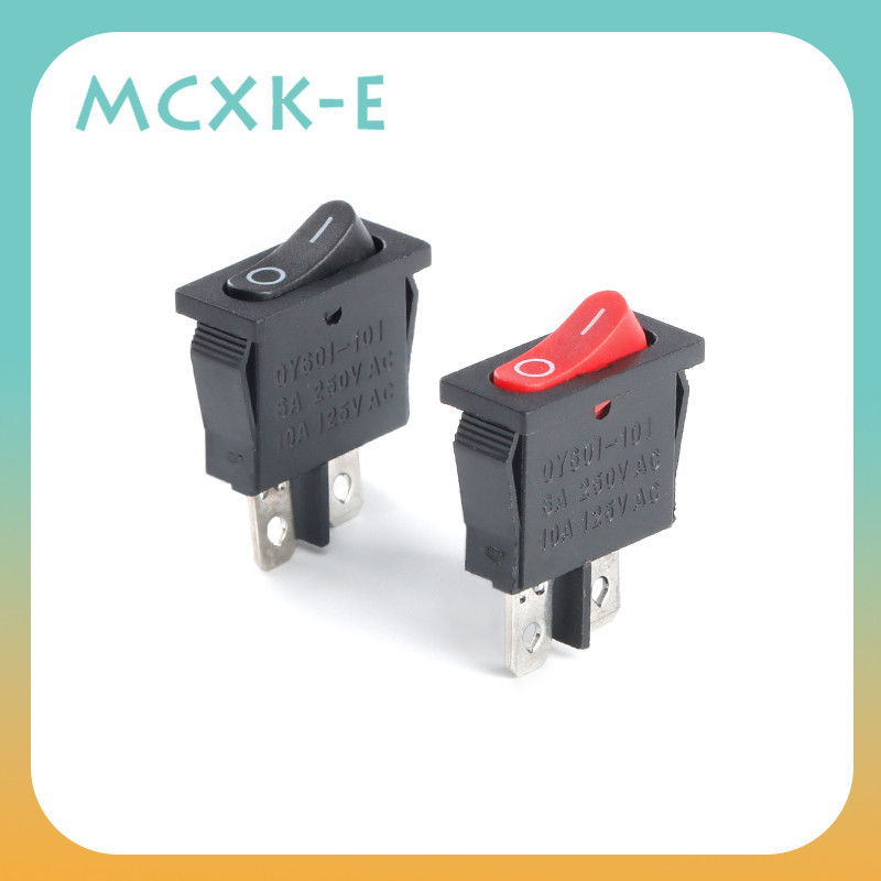Mcxk-e KCD1-110 สวิตช์จรวดสีดํา/แดง 2 Pins 2 เกียร์ 10A สวิตช์ปุ่มกดไฟสัมผัสสีเงิน