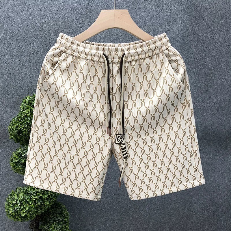 [4 สี] แฟชั่นสบายๆหลวมกางเกงขาสั้นชายหาดฤดูร้อนสําหรับชาย Monogrammed ด้านล่าง Individuality ชุดชั้นในกีฬา All-Match Plus ขนาด M-5XL