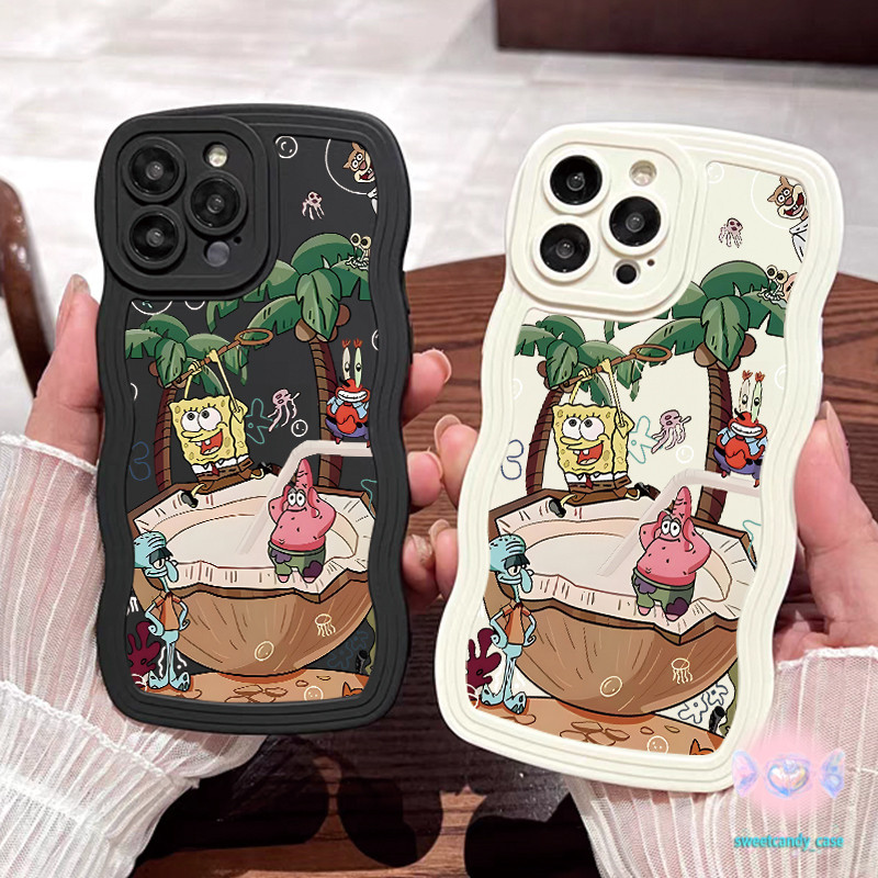 (จัดส่งภายในประเทศ) สําหรับ iPhone 6 11 12 13 Pro Max X XR XS Max 7 8 14 15Plus SE2020 ผลไม้มะพร้าวสพันจ์บ็อบ ซองมือถือก