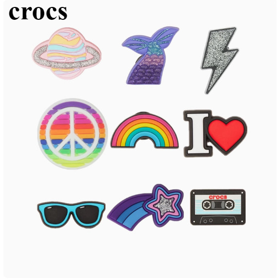 ใหม่ Crocs Charm อุปกรณ์เสริม DIY หัวเข็มขัดรูปดอกไม้น่ารัก PVC อารมณ์ที่สวยงามสําหรับรองเท้า Crocs ด้านบน