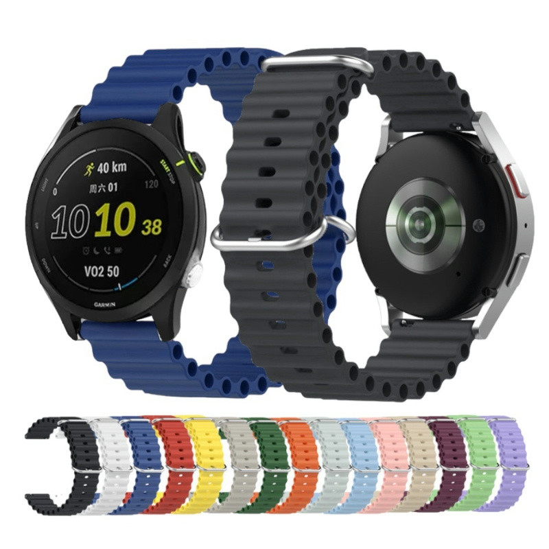 สายนาฬิกาซิลิโคนGarmin venu2/2plus/3/sqลายทะเลForerunner55/158/245/255/645/265/245musicสาย20mm22mm