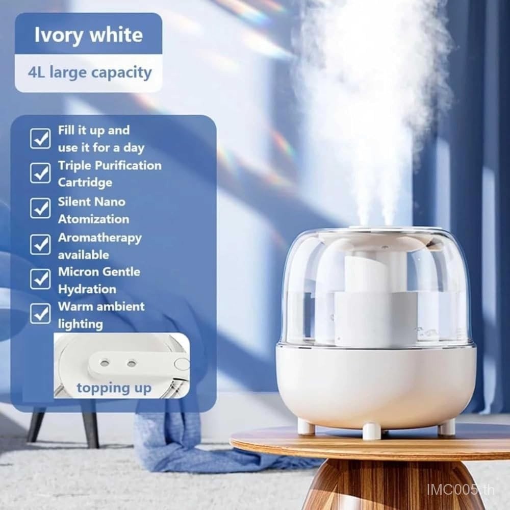 4L Cool Mist humidifiers, Top fill Oil diffuser Quiet Ultrasonic humidifiers with nightlight, 32H Runtime Smart Humidifier with dual Air Inlet,High-Frequency atomization