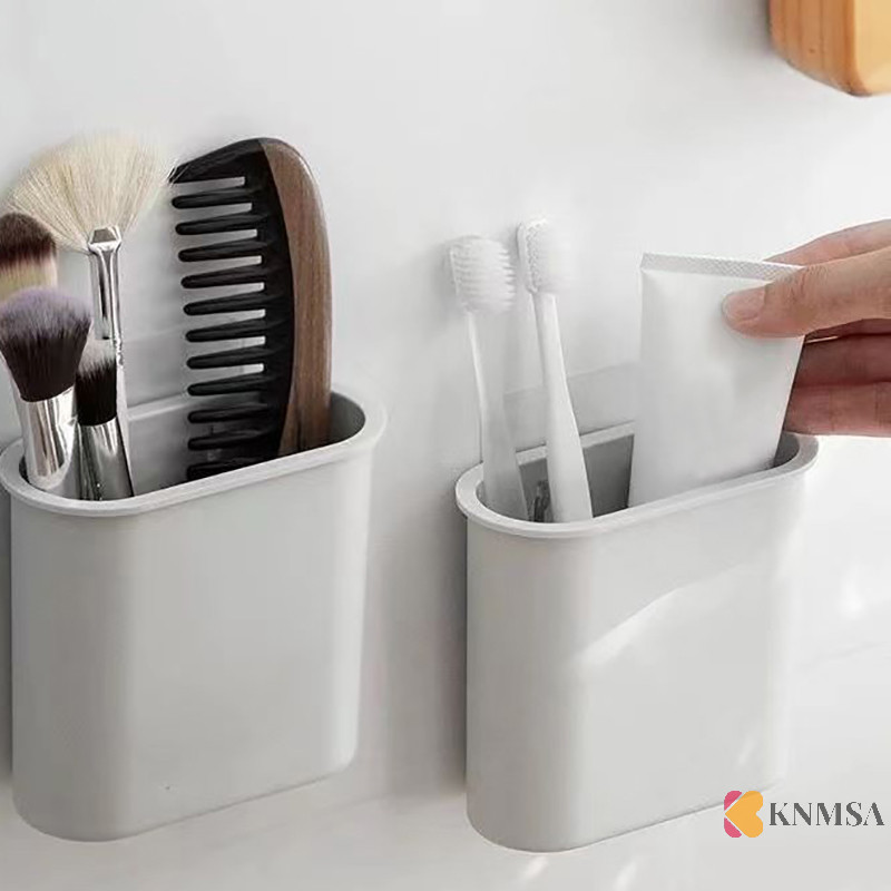 Knmsa] Wall Mount แต่งหน้าแต่งหน้าห้องน้ํา Self กาวติดผนังฟันแปรงสําหรับแปรงสีฟันไฟฟ้ายาสีฟันมีดโกน ศนแกะ