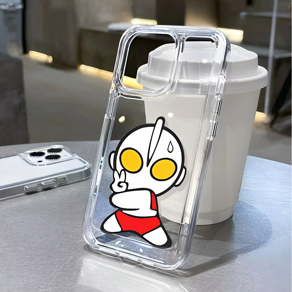 โปร่งใสสําหรับ iphone 15promax 14 11 13 12 7Plus X XS Max 8 7 แฟชั่นการ์ตูน Ultraman กันกระแทก