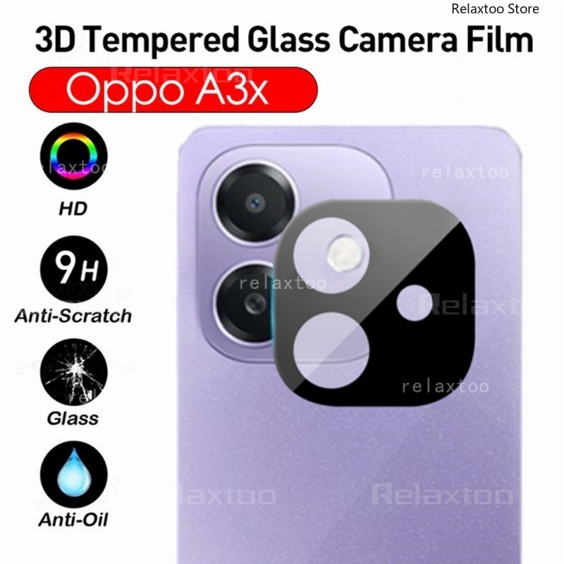 Oppoa3 X 5G 2024 3D เลนส์โค้งฟิล์มกระจกนิรภัยสําหรับ OPPO A3X A3 X OPPOA3x 4G 5G CPH2681 HD โปร่งใสเลนส์กล้องครอบคลุมเต็มหน้าจอปกป้องฟิล์มแก้วปกหลัง