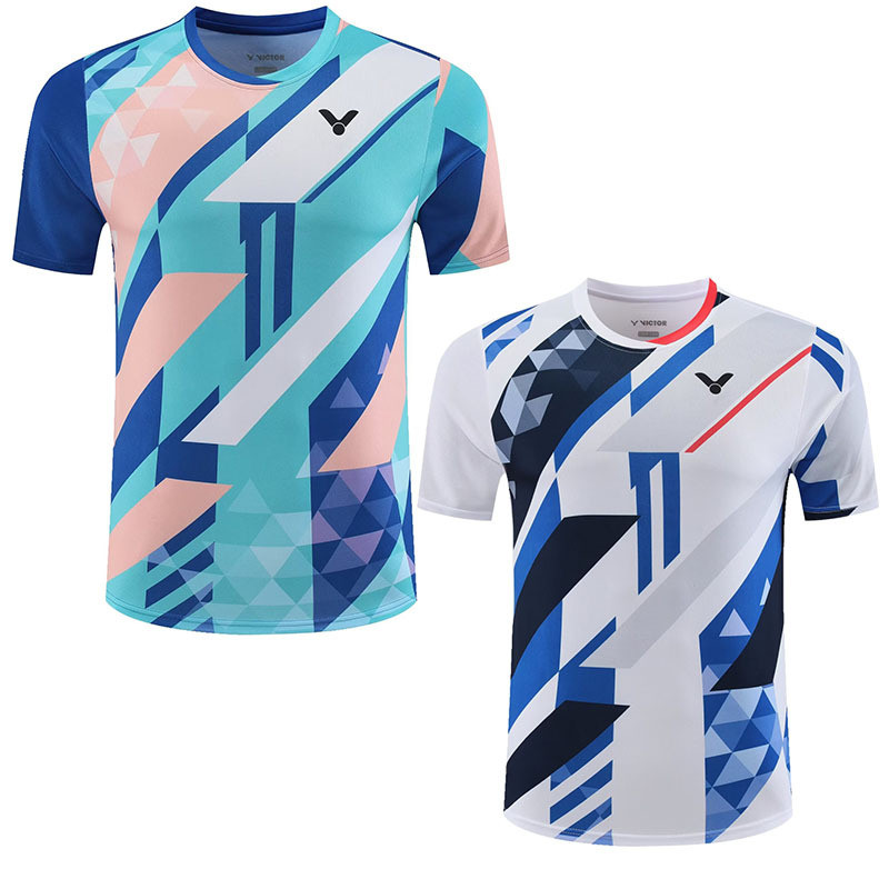 ใหม่ ชัยชนะ แบดมินตันเสื้อผ้าการแข่งขันชุดผู้ชายและผู้หญิงถักกีฬาเสื้อยืดแห้งเร็วระบายอากาศ