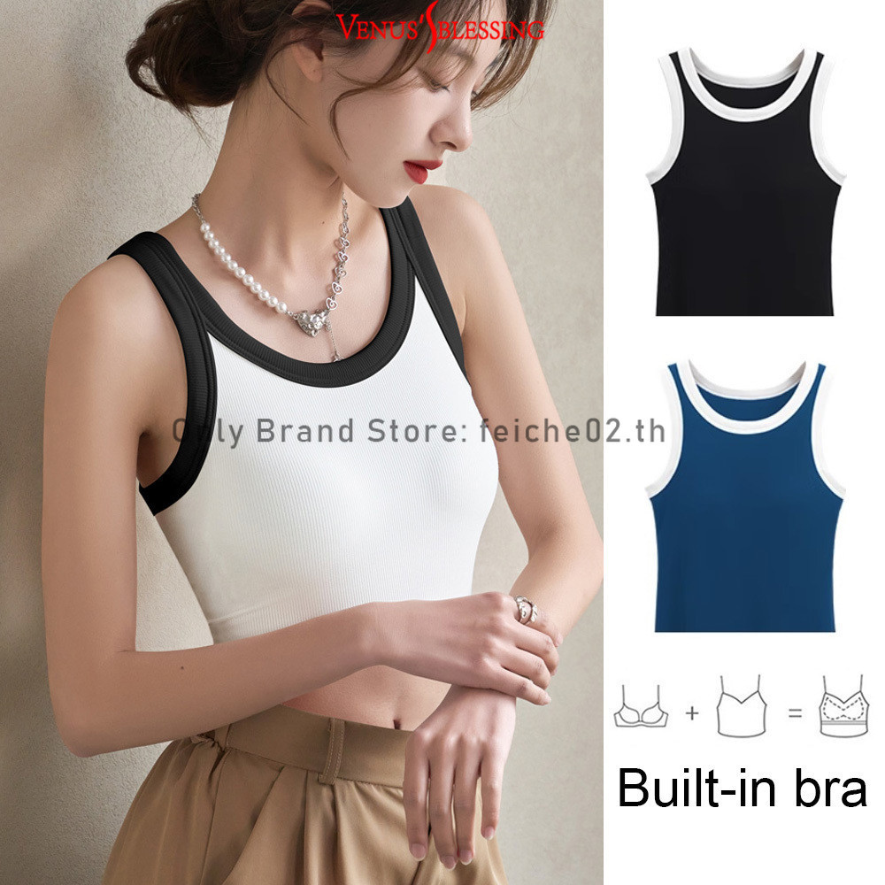 แฟชั่นถักด้านบนใหม่ผสมความคมชัดสีคลาสสิกการออกแบบพื้นฐาน Racer Tank top,ชุดชั้นในไม่มีสวมใส่เสื้อสั้นหลังสวย