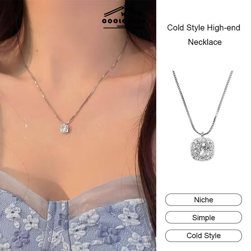 ในไทย💖สร้อยคอโซ่ฝังเพชรหรูหราพราวแฟชั่นสไตล์เกาหลีบุคลิกภาพโซ่ไหปลาร้าผู้หญิงทุกวันสวมใส่.coolcolor.th