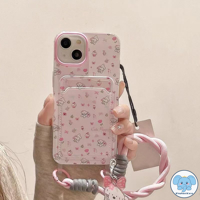 สีชมพูน่ารักลูกสุนัขตัวเรือนโบว์โบว์เข้ากันได้กับ เคสไอโฟน 11 15 12 14 13 Pro Max 7 15 8 14 Plus XR XS X Max SE เคส