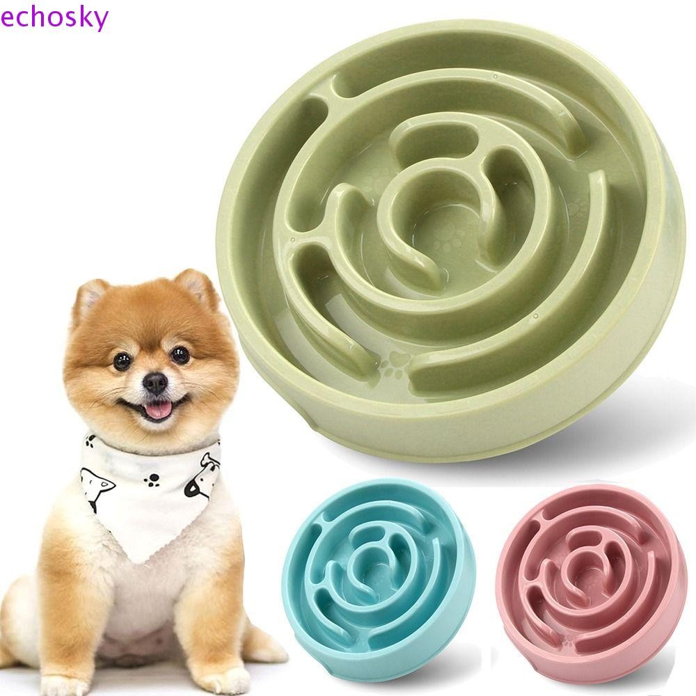 Echosky สัตว์เลี้ยงชามกินช้า, Anti-choking Anti Gulping Puzzle ชามแมว, ทําความสะอาดง่าย Anti-Overeat ทนทาน Prolong Eating Time Slow Feed Interactive จาน Ease Bloating