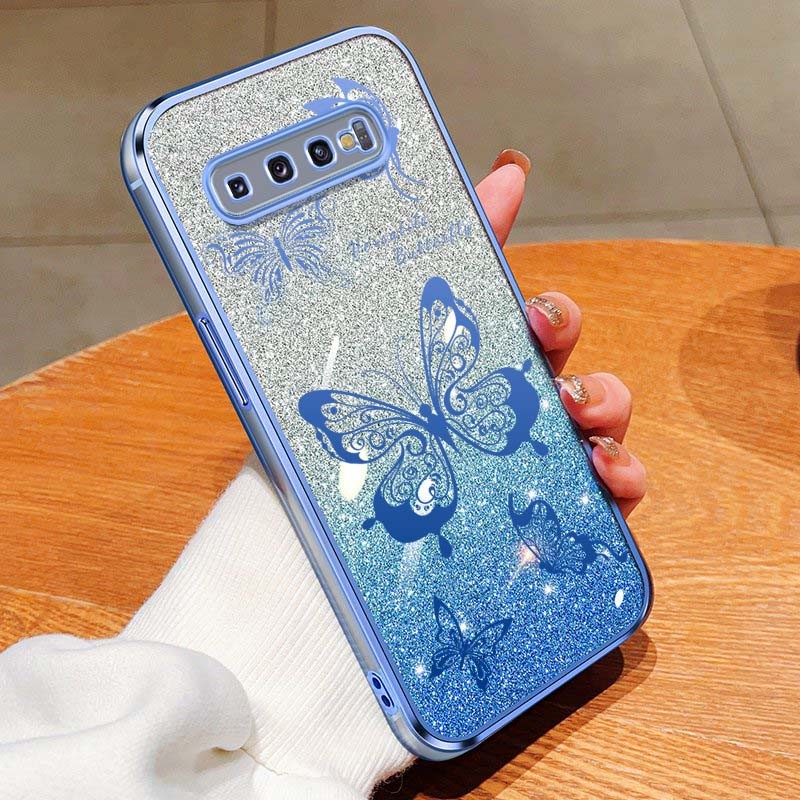 ปลอกสําหรับ Samsung Galaxy S10 S9 S8 Plus S10+ S9+ S8+ Dreamy Butterfly Shining Brightly กันกระแทกโปร่งใสเคสโทรศัพท์