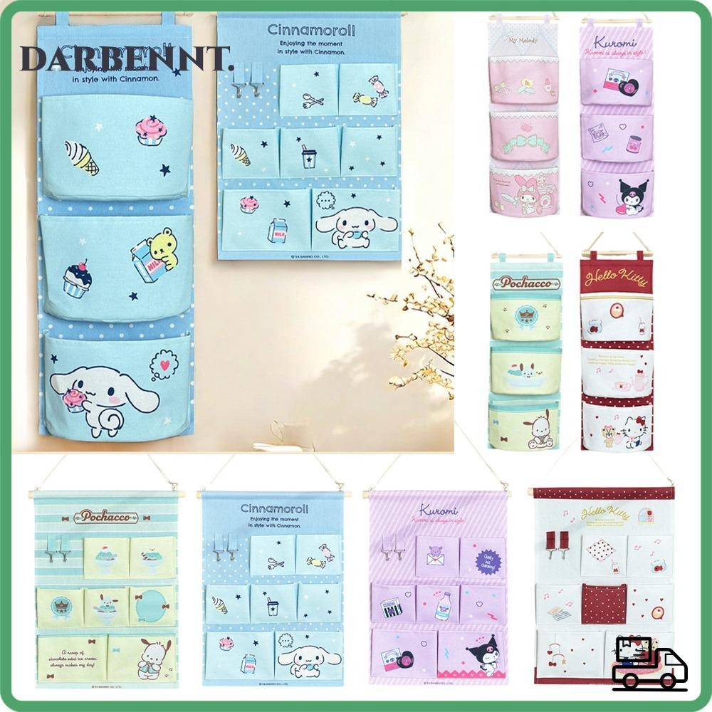 Darebe กระเป๋าจิปาถะ, ที่เก็บแขวนสร้างสรรค์หลายช่อง, การ์ตูน Kawaii Kuromi น่ารัก Cinnamoroll Pochacco เครื่องเขียนถุงเก็บตกแต่งผนัง