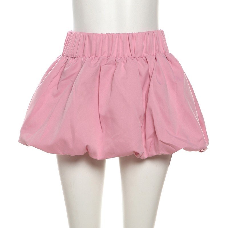 Kliou ฤดูร้อนผู้หญิงเหนือเข่า Sexy&Club Cool กระโปรงผ้าฝ้าย K24J46609 สาว Solid Band พับครึ่งชุด Miss All-Match ด้านล่าง