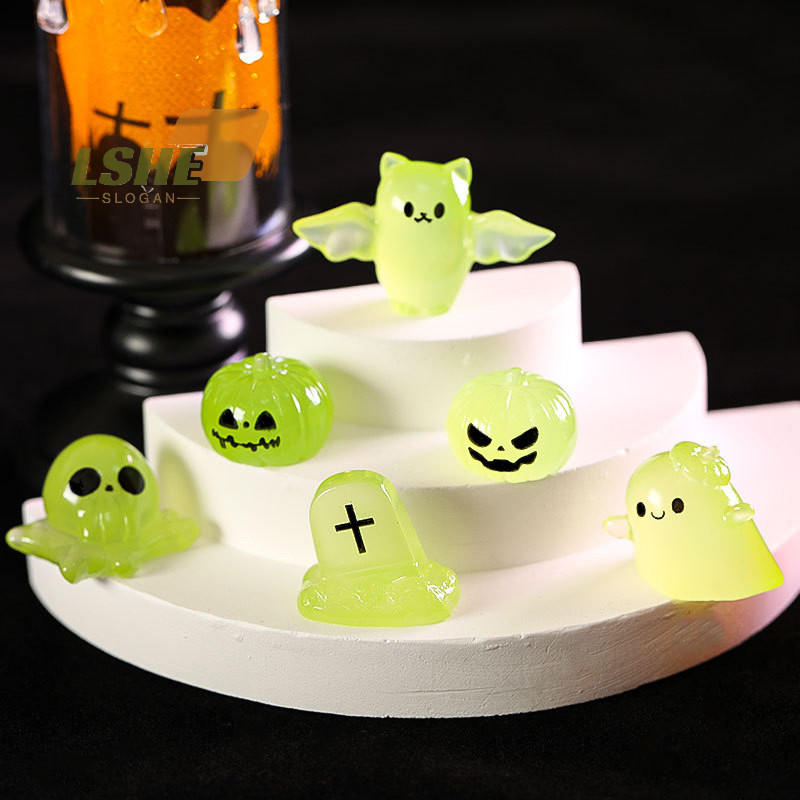 [LSHE] Luminous Micro Landscape ฮาโลวีนฟักทอง Ghost เครื่องประดับ DIY ชุดเรซิ่นตกแต่งลานกลางแจ้งสนามหญ้า Yard Garden อุปกรณ์เสริมใหม่