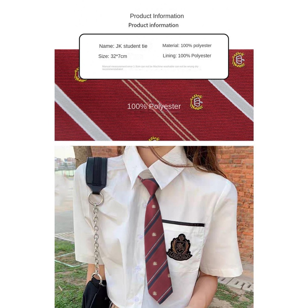 Blue Tie Boys Lazy Knot-Free นักเรียน Preppy สไตล์อุปกรณ์เสริมลายไวน์แดงขนาดเล็ก Tie ญี่ปุ่นสั้นขนาดเล็ก Tie - รูปที่ 3