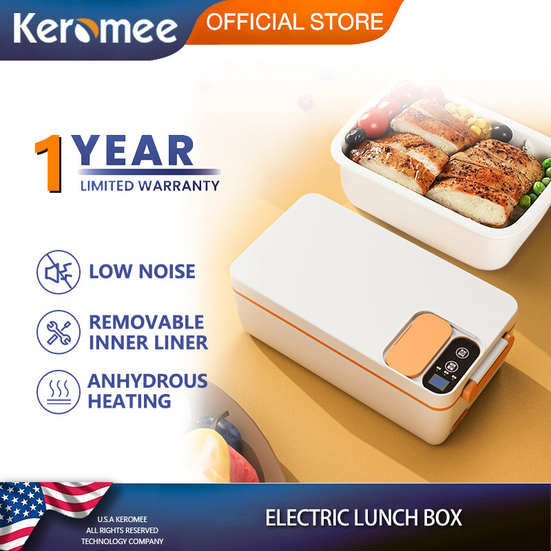 Keromee 9600mAh กล่องอาหารกลางวันไฟฟ้าไร้สายกล่อง USB ชาร์จ 1000ml กล่องอาหารกลางวันแบบพกพาฉนวนอุ