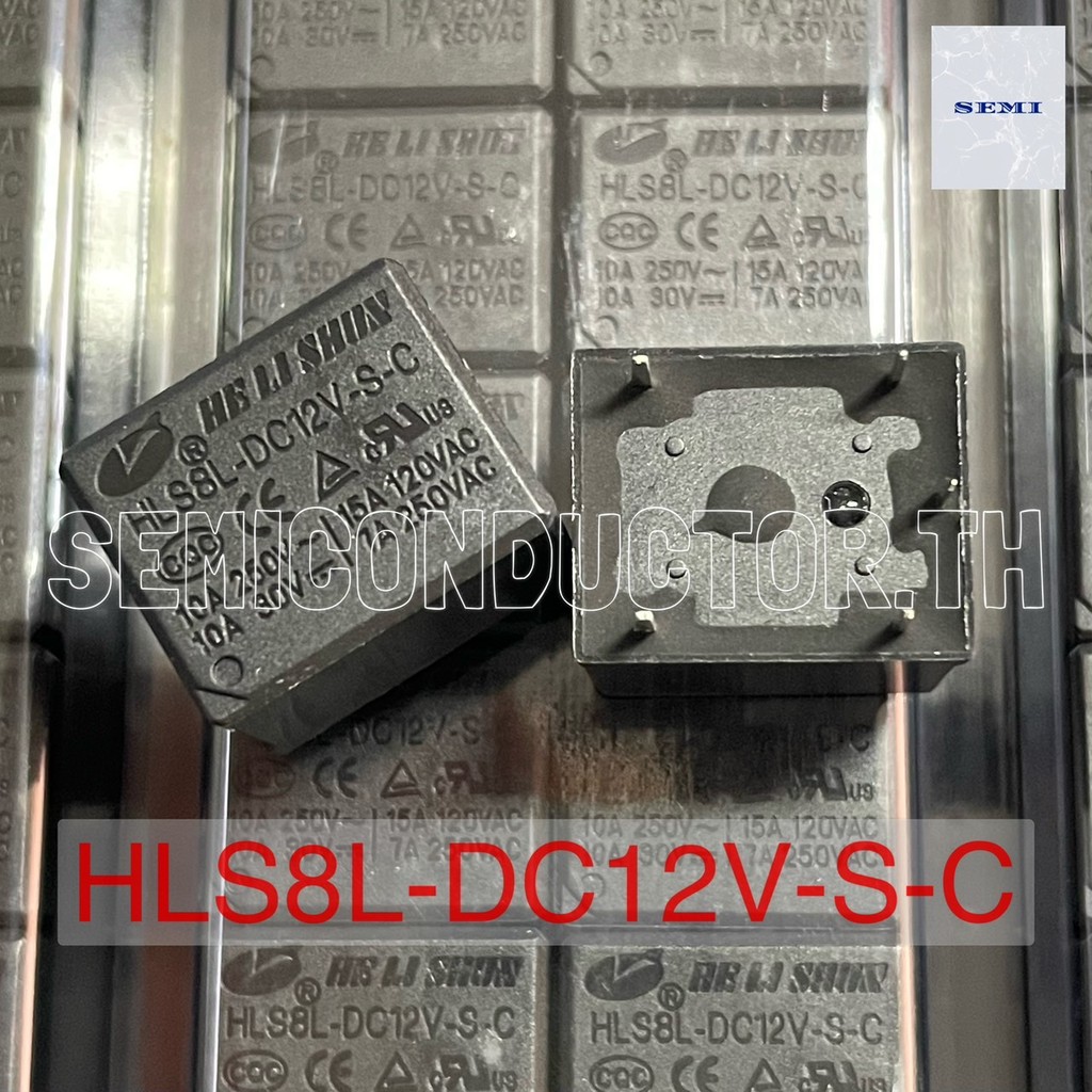 Relay 12V HLS8L-DC12V-S-C HE LI SHUN รีเลย์ 5ขา 12V 10A 5ขา, 1 Form C (SPDT), 1NO 1NC