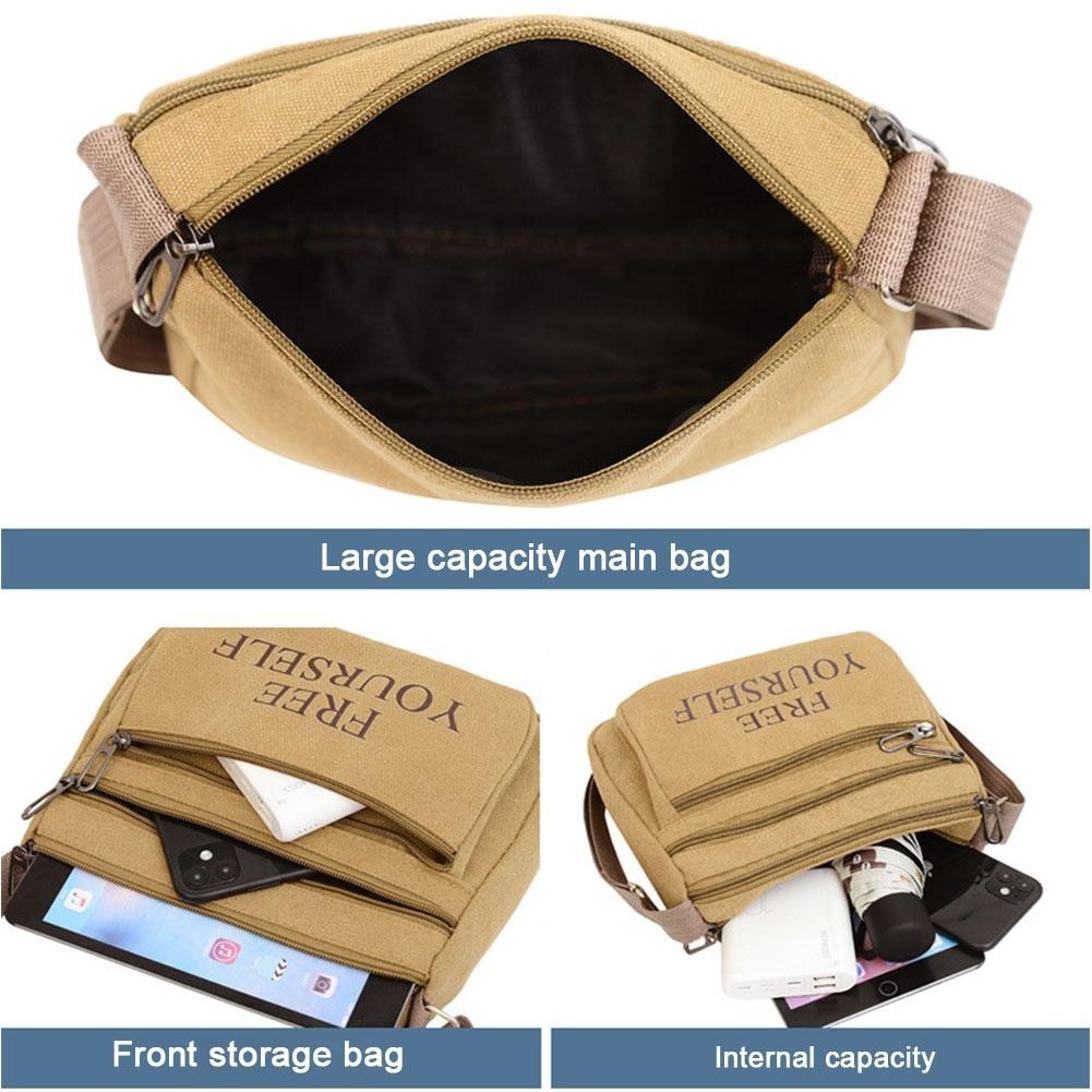 กระเป๋าสะพายไหล่ผู้ชายแฟชั่น New Casual Satchel Men Canvas Zipper Bag For Outdoor K1k6