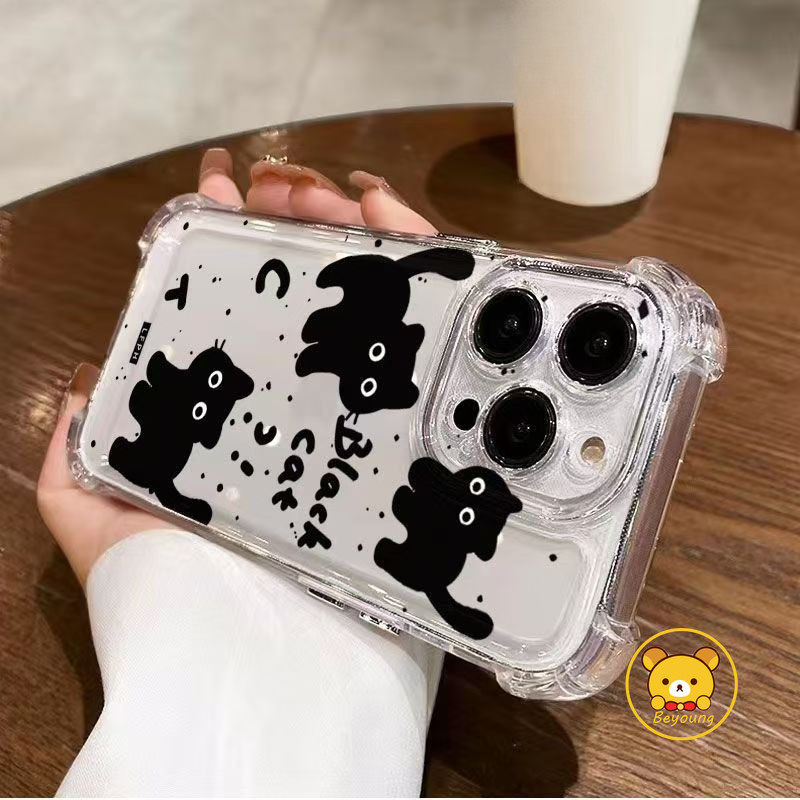 น่ารักแมวดําเคสโทรศัพท์สําหรับVivo Y19s 4G Y300 Y37 V40 Pro Lite V40E Y200 X200 Pro Mini Y28 iQOO 13