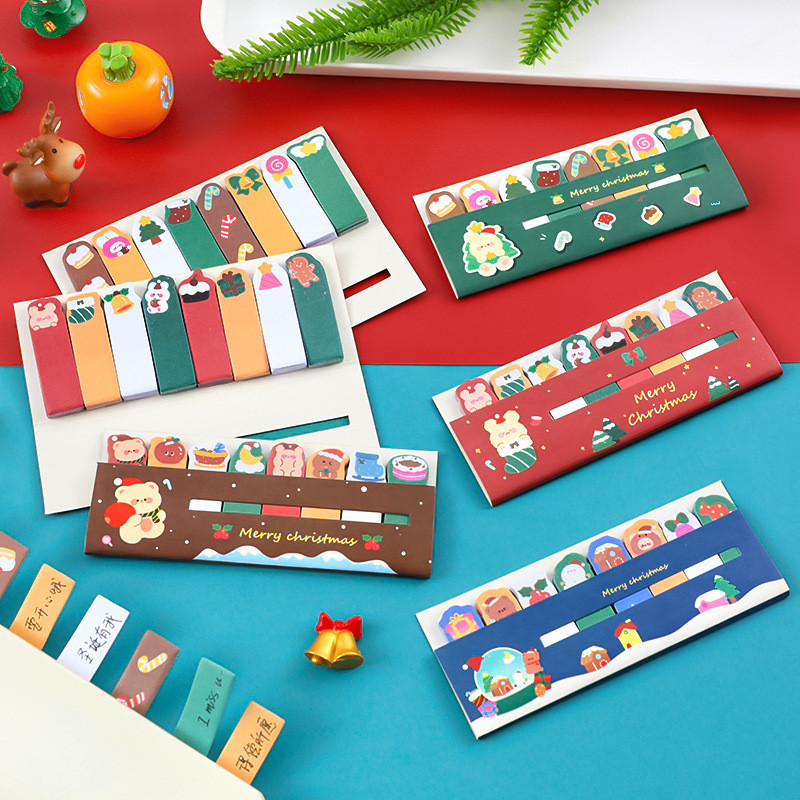 นักเรียนการ์ตูนคริสต์มาส Memo Pad Santa Snowdoll Leave ข้อความป้าย N เปิดโพสต์โรงเรียน Notepad