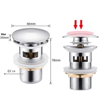 NC Hardware สะดืออ่างล้างหน้า รุ่นหัวใหญ่ (มีรูน้ำล้น /ไม่มีรูน้ำล้น) ทำด้วยทองเหลือง/ ขนาดมาตรฐาน Brass Pop-up drain
