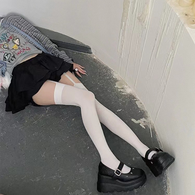 ถุงเท้ายาวเหนือเข่า Y2K สำหรับผู้หญิง ถุงเท้ายาวถึงต้นขาช่วงฤดูร้อน - รูปที่ 7