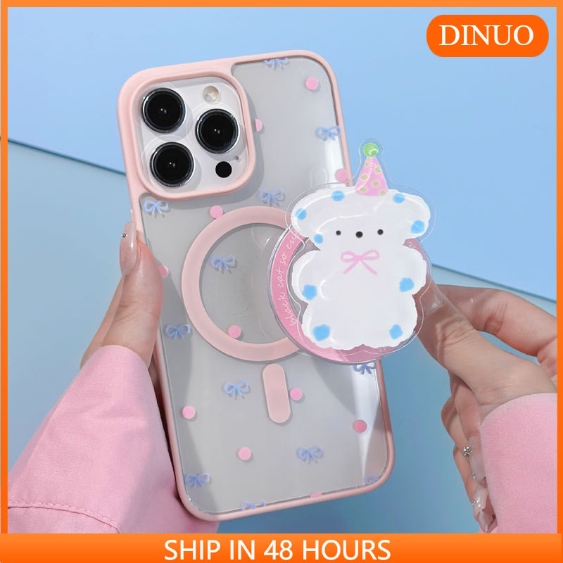 Bow Dog เคสโทรศัพท์ฝ้าแม่เหล็กเหมาะสําหรับ iphone16/15/14promax/13/12/11/XR/XS/X/XSMAX/7/8PLUS-DINUO