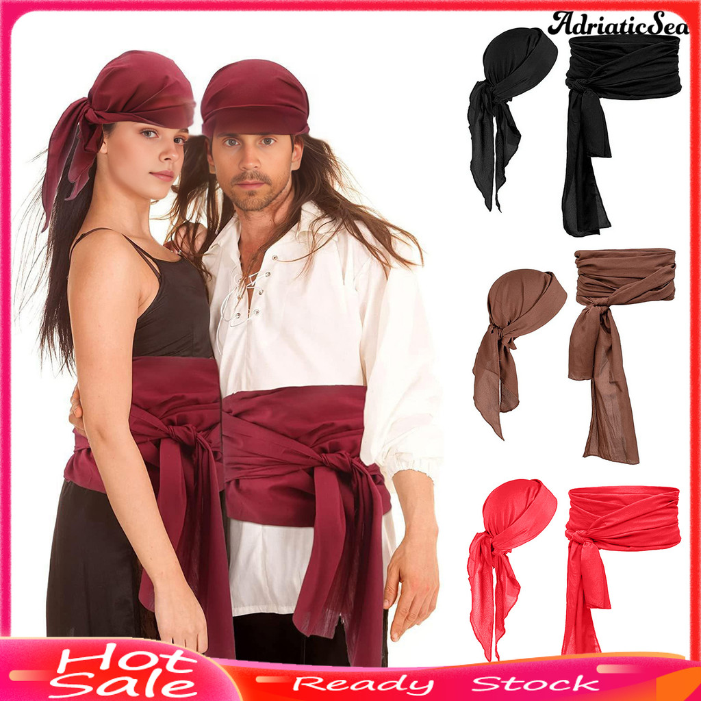 [COD] เครื่องแต่งกายโจรสลัด Pirate Themed Headscarf เข็มขัดชุดน้ําหนักเบาคอสเพลย์เครื่องแต่งกายสําหรับงานปาร์ตี้ฮาโลวีน Christmas Stage แสดง Prop