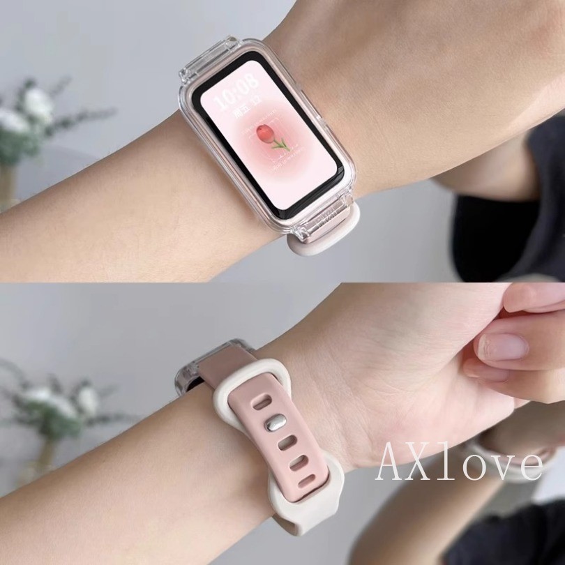 สายรัดซิลิโคนอ่อนนุ่มสําหรับ Xiaomi Mi Band 8 Active 8active Redmi Smart Band 2 สร้อยข้อมือเปลี่ยนเข็มขัดกีฬากันน้ําสายรัดข้อมือ