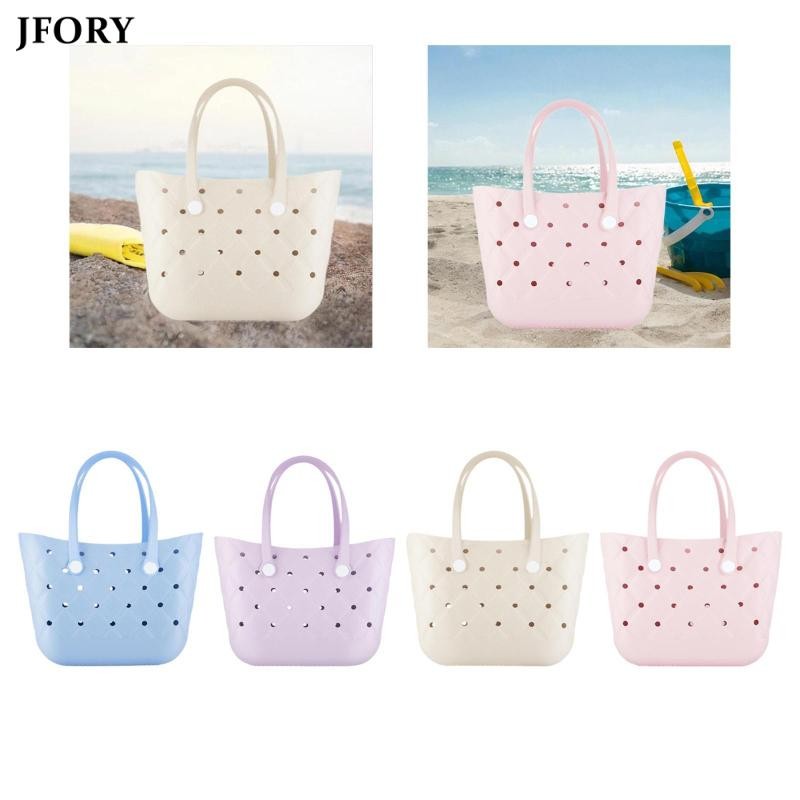 Jfory [myfosrz ] Beach Hole Bag Fashion with Holes Open Tote Bag for Holiday Tour