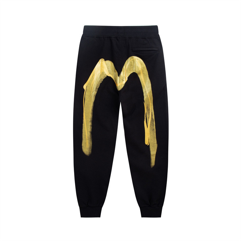Street แฟชั่น 5v1su8 ผู้ชายและผู้หญิง Sweatpants สีเหลืองรูปแบบตัวอักษรกางเกงเอวยางยืดกางเกง Unisex