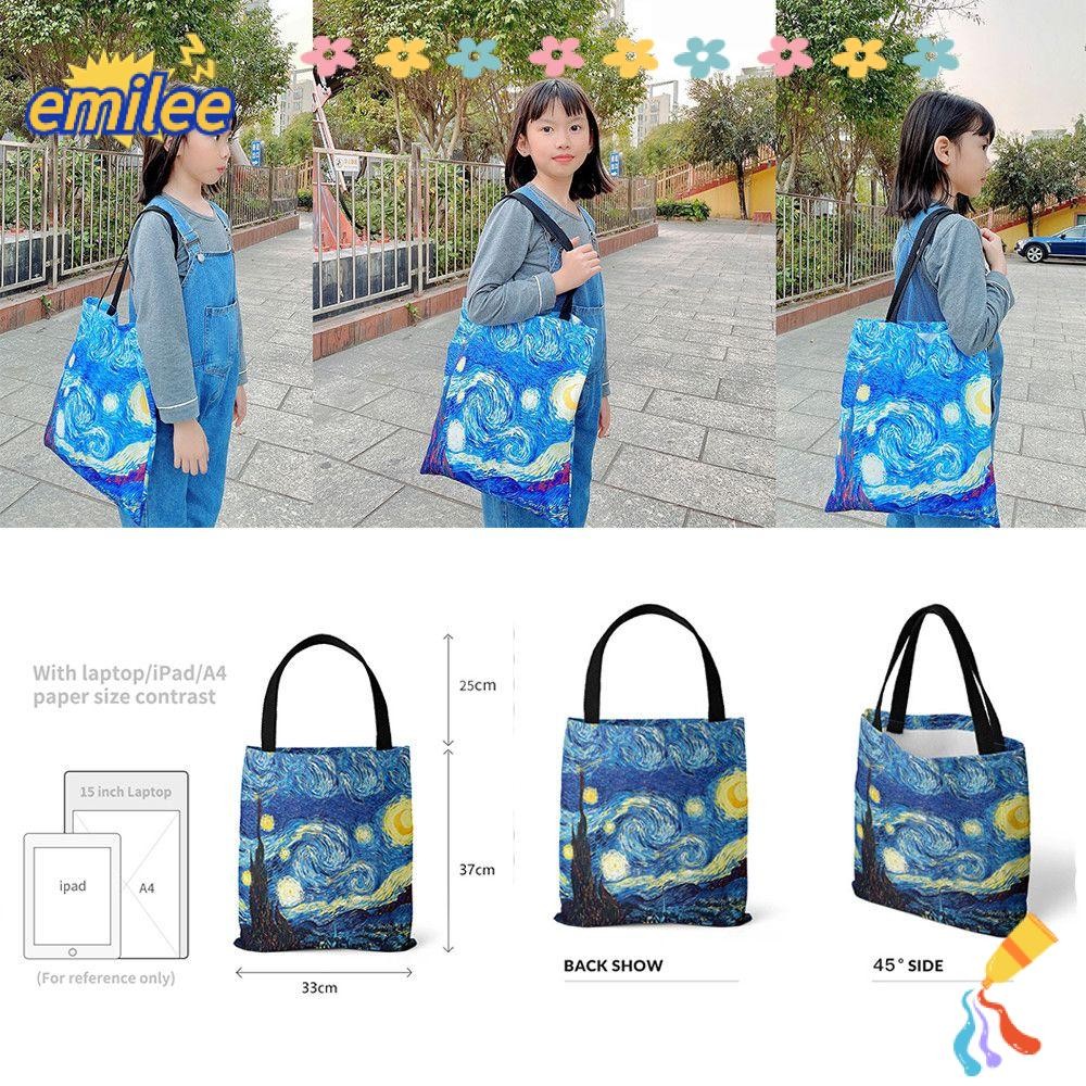 Emilee Tote Bag ตลก Van Gogh Harajuku Eco Shopping Bag