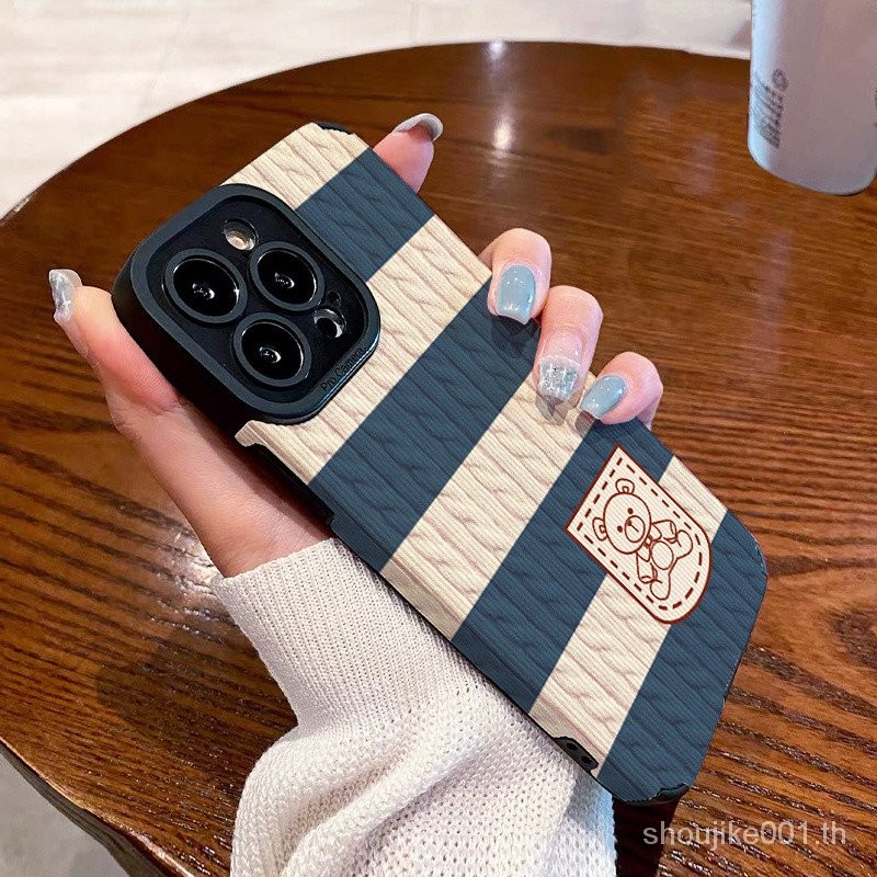 Sequined Bear พิมพ์หนังสำหรับ iPhone 11 12 13 14Pro 11pro 7plus 8PLUS 6S PLUS XR xsmax 14PROMAX 7 6 12pro 11PROMAX Anti Fall