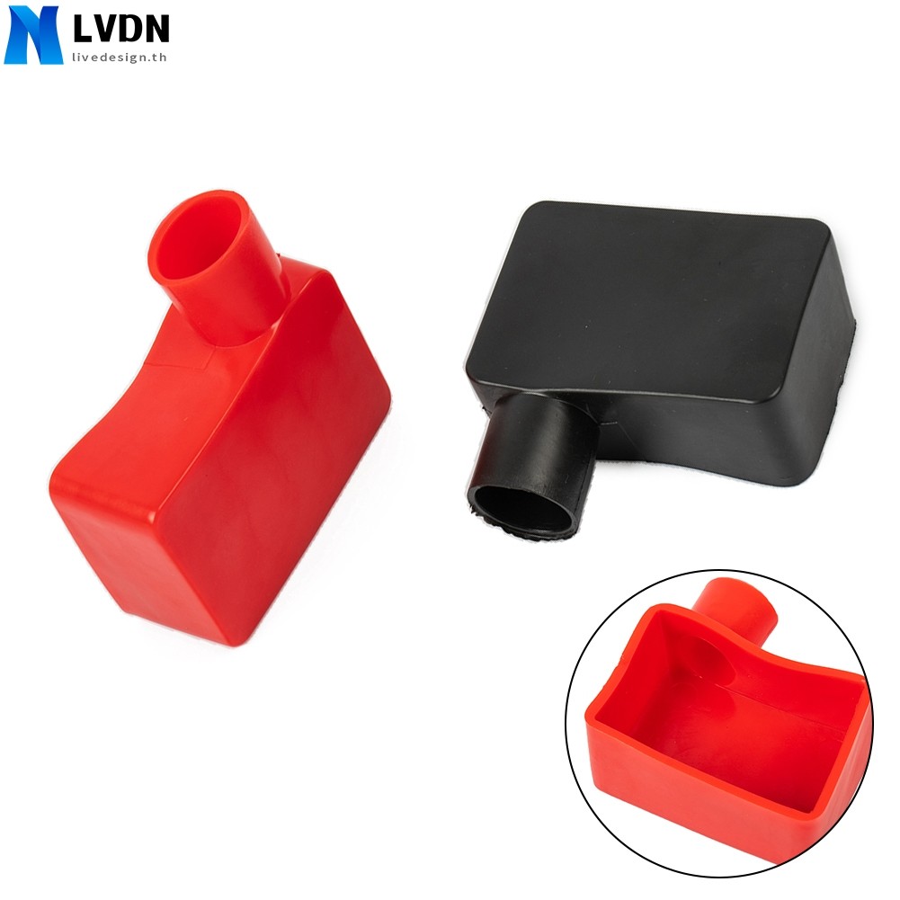 สีดําและสีแดงแบตเตอรี่รถยนต์ขั้วฉนวนขั้วต่อสายไฟฝาครอบยางคู่อุปกรณ์เสริมคุณภาพสูง