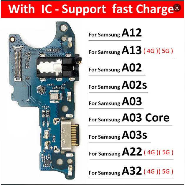 สําหรับ Samsung A12 A02 A02s A03s A03 Core A13 A22 A32 A33 A53 A04 4G 5G USB ชาร์จ Dock พอร์ตซ็อกเก็ตแจ็คปลั๊กพร้อมไมโครโฟน