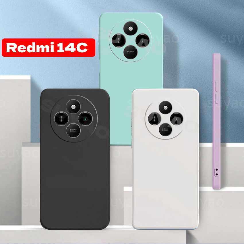 สําหรับredmi 14C Xiaomi Poco C75 2024 โทรศัพท์กรณีนุ่มTPUยางสแควร์เกราะปลอกRedmi14C PocoC75 13C 12C 11A C65 C55 กันกระแทกเรียบง่ายคลาสสิกตรงขอบLiquidปกหลัง