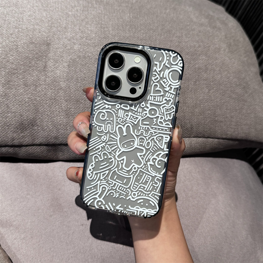 Iphone 15 Series TPU ปกอ่อนเคสโทรศัพท์ INS Super Fire กล้องป้องกันสายสีขาว Villain รูปแบบสําหรับ iPhone 14 13 12 11 15 15plus 15promax 14plus Pro Max 7 8plus X XR Se