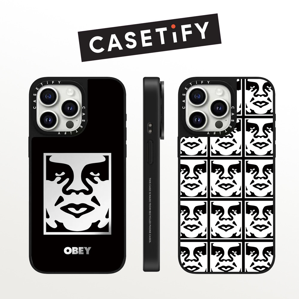 Drop proof CASETIFY เคสโทรศัพท์สําหรับ iPhone 16promax 16Pro 16 plus 15Pro 15promax 14promax 13 13promax พิมพ์ด้านข้างเคสแข็ง OBEY 12promax เคส iPhone แกะสลักคุณภาพสูง