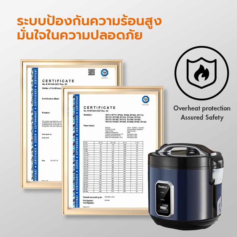 Gaabor หม้อหุงข้าวไฟฟ้า ตต์ ความจุ อเนกประสงค์ ไม่ติดหม้อ 2L ลิตร ควบคุมอุณหภูมิอัจฉริยะ รุ่น RC50M-BE01A