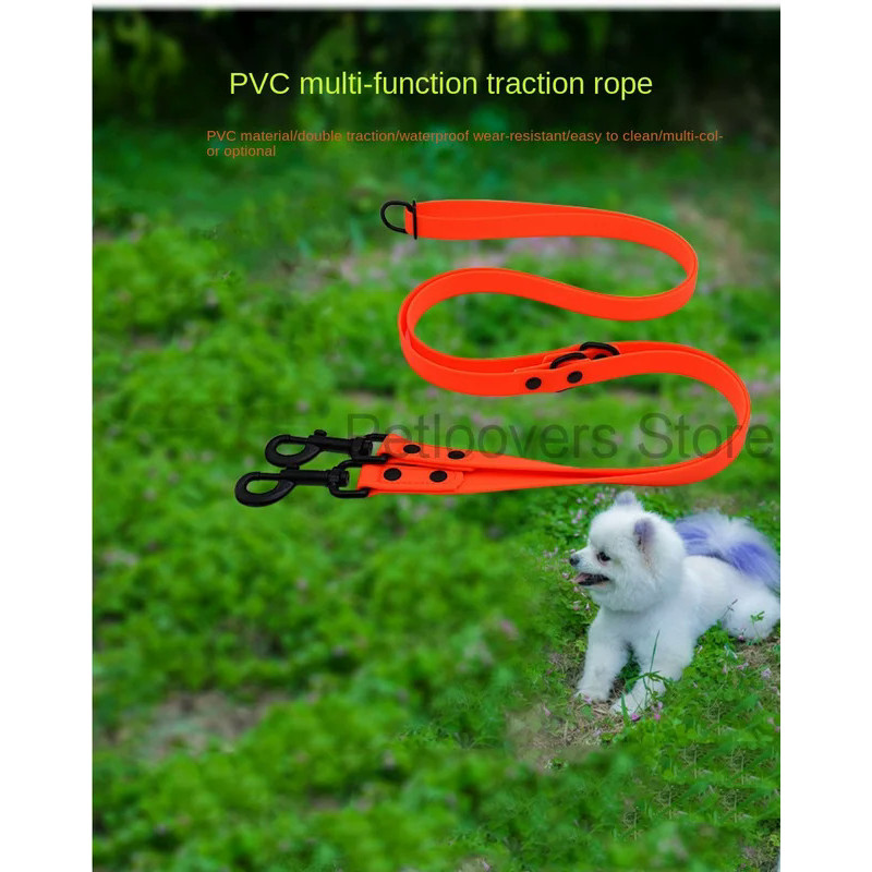 PVC Waterproof Dog Leash Double-headed Pet Leashes Outdoor Walk Training Soft 2 Heads Traction Rope 
