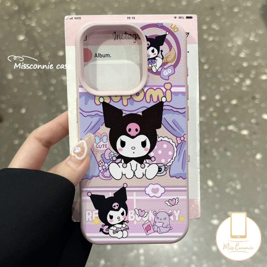 น่ารักการ์ตูนkuromi Love HeartเงาดาวสําหรับIPhone 11 13 15 14 12 16 Pro Max XR 14 15 16 Plus X XS Maxหรูหราผิวรู้สึกหนังเนื้อนุ่มกรณี