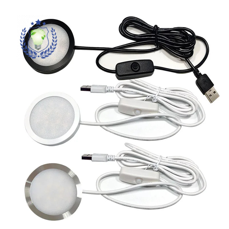 LED Spotlight ultra-thin USB 5V LED MINI ตู้โคมไฟ3W เครื่องประดับเพดานในร่ม downlight surfaced ติดตั้ง