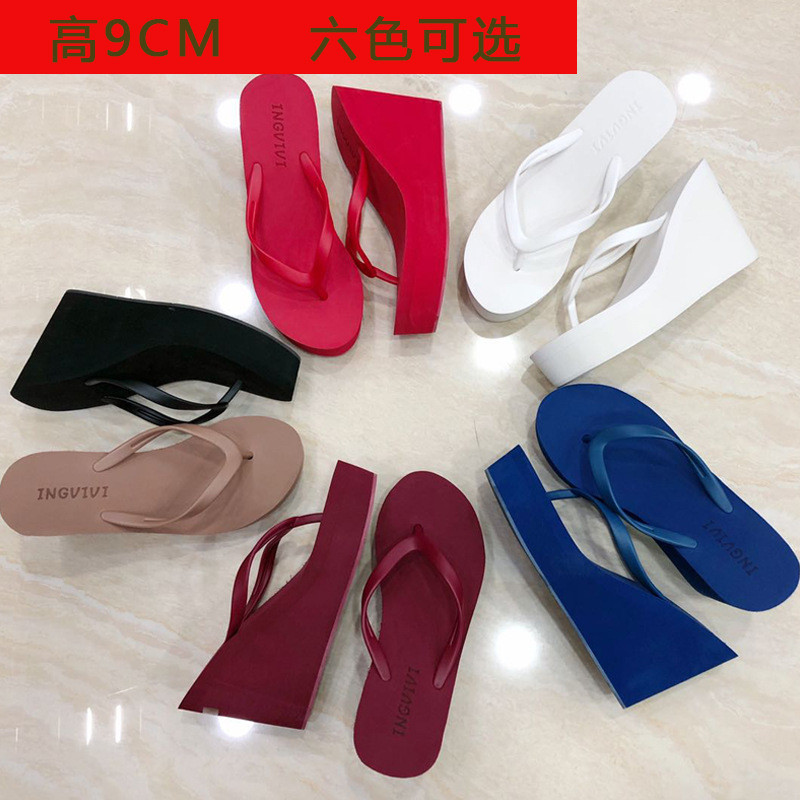 รองเท้าส้นสูงผู้หญิงฤดูร้อน รองเท้าแตะส้นหนา Wedge พื้นแพลตฟอร์ม Flip-Flops สําหรับชายหาด