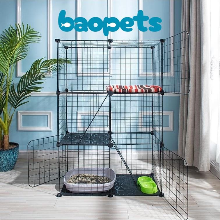 Pet Cage Mesh Combo สําหรับสุนัขและแมว (แถมสลัก) - 3 ชั้น Combo 2x1x3 - Baopets