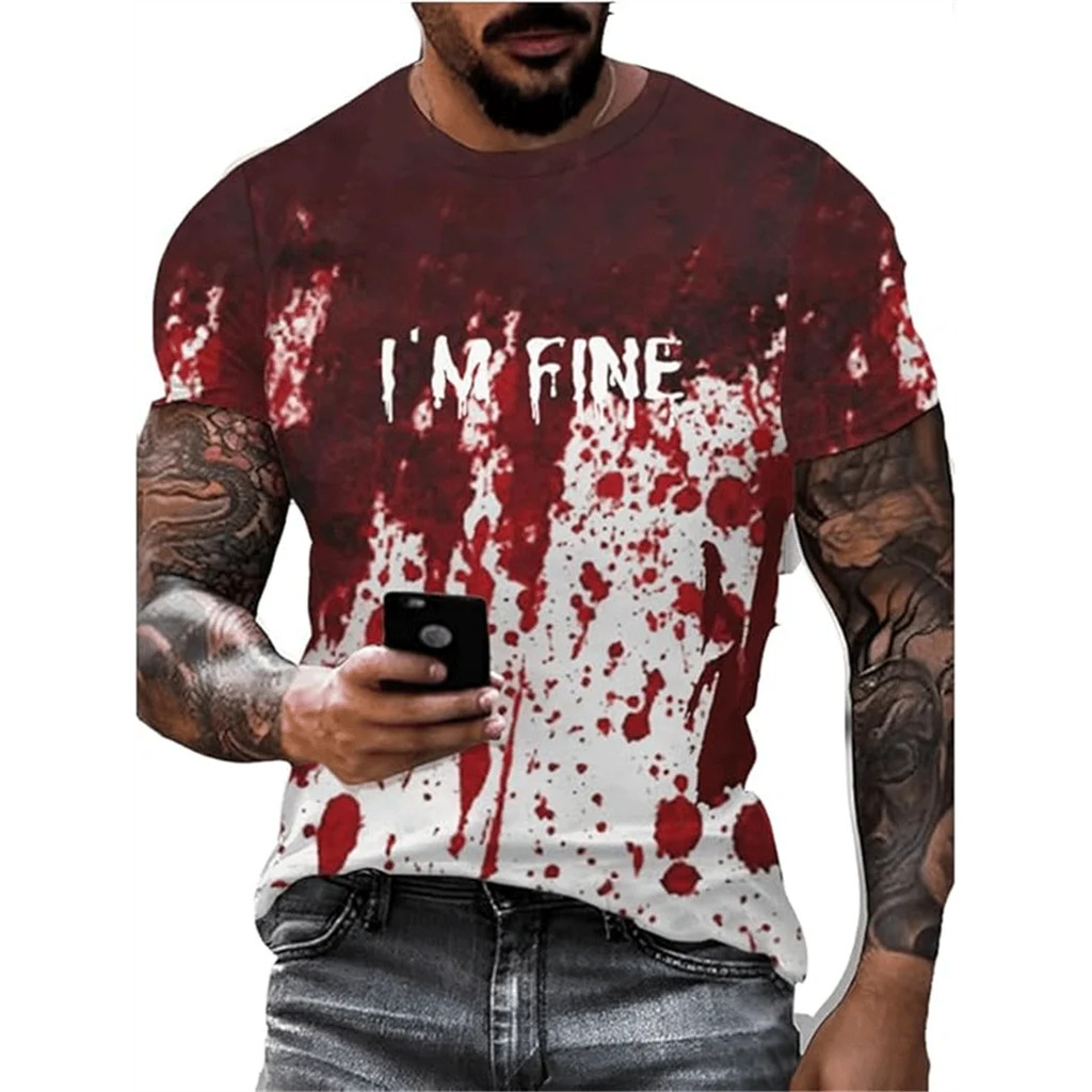 2024harajuku ใหม่ 3D พิมพ์สยองขวัญ Bloody T เสื้อสําหรับชายเด็ก Cool Streetwear แขนสั้นแฟชั่น Unisex Tee เสื้อเสื้อผ้า Tees