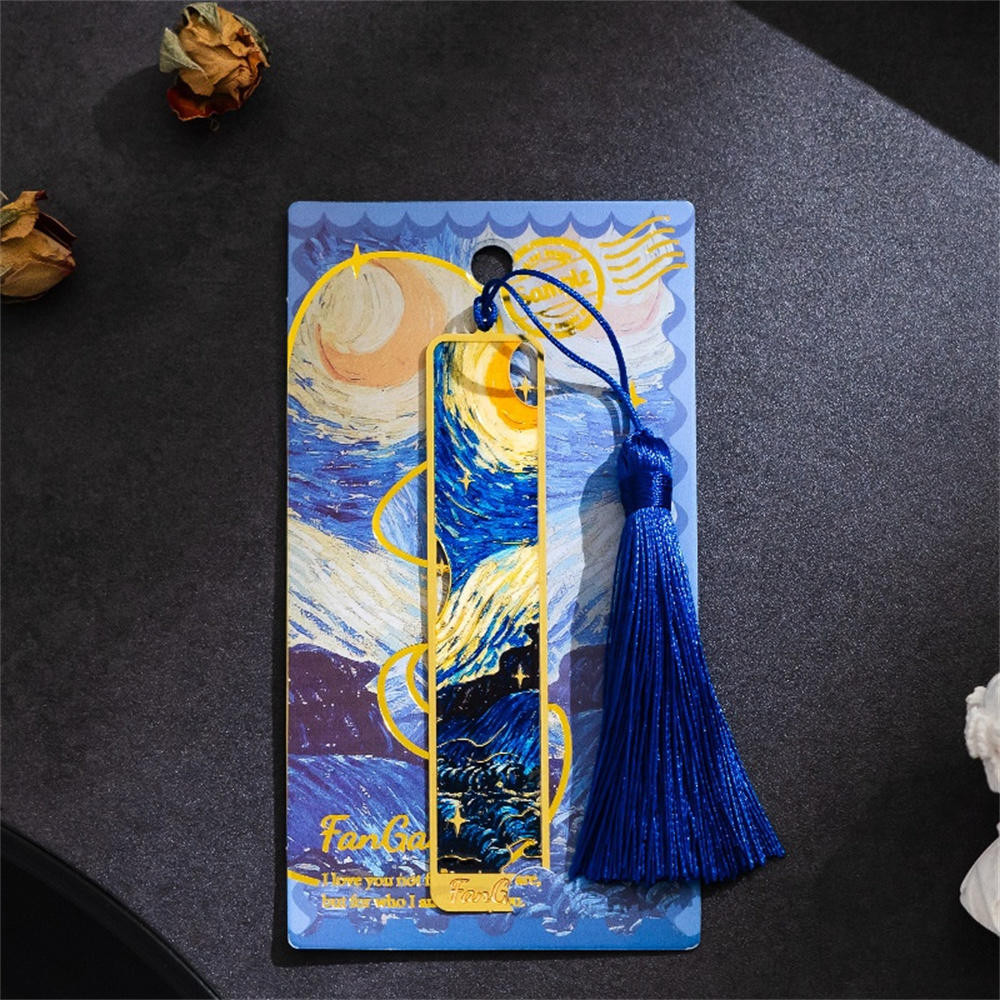 ที่คั่นหนังสือโลหะพร้อมพู่, Golden Hollow Bookmark Van Gogh ภาพวาดสีน้ํามัน Theme Book Mark ที่คั่นหนังสือสําหรับหนังสือคนรัก Writers Readers เด็กวัยรุ่นผู้ชายผู้หญิงผู้ใหญ่ ราคา ถูกที่สุด ดีลบีเคเค แกลเลอรีภาพที่ 8
