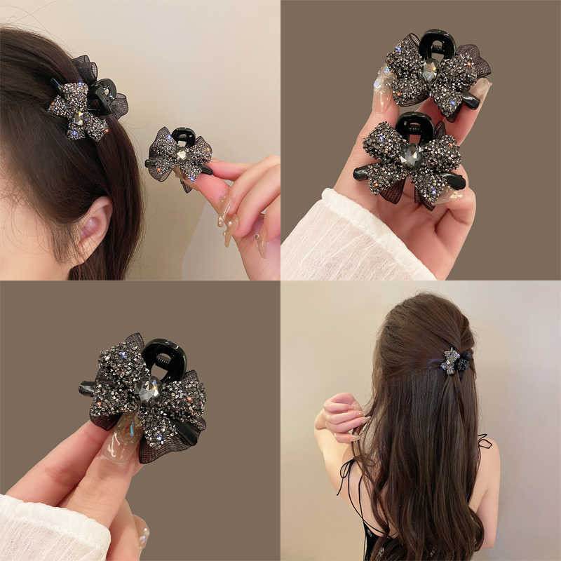 (2 ชิ้น) แฟชั่นเกาหลี Houndstooth สองด้านกระต่าย Love Bow Small Catcher เจ้าหญิงหัว Bangs Broken Hairpin Hairpin Hairpin Headdress