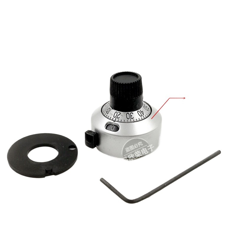 TOPVR โลหะ Bright Asian Silver Scale Knob P/N H-23-6A 6.35 มม. Potentiometer 3590S-2 ลูกบิด